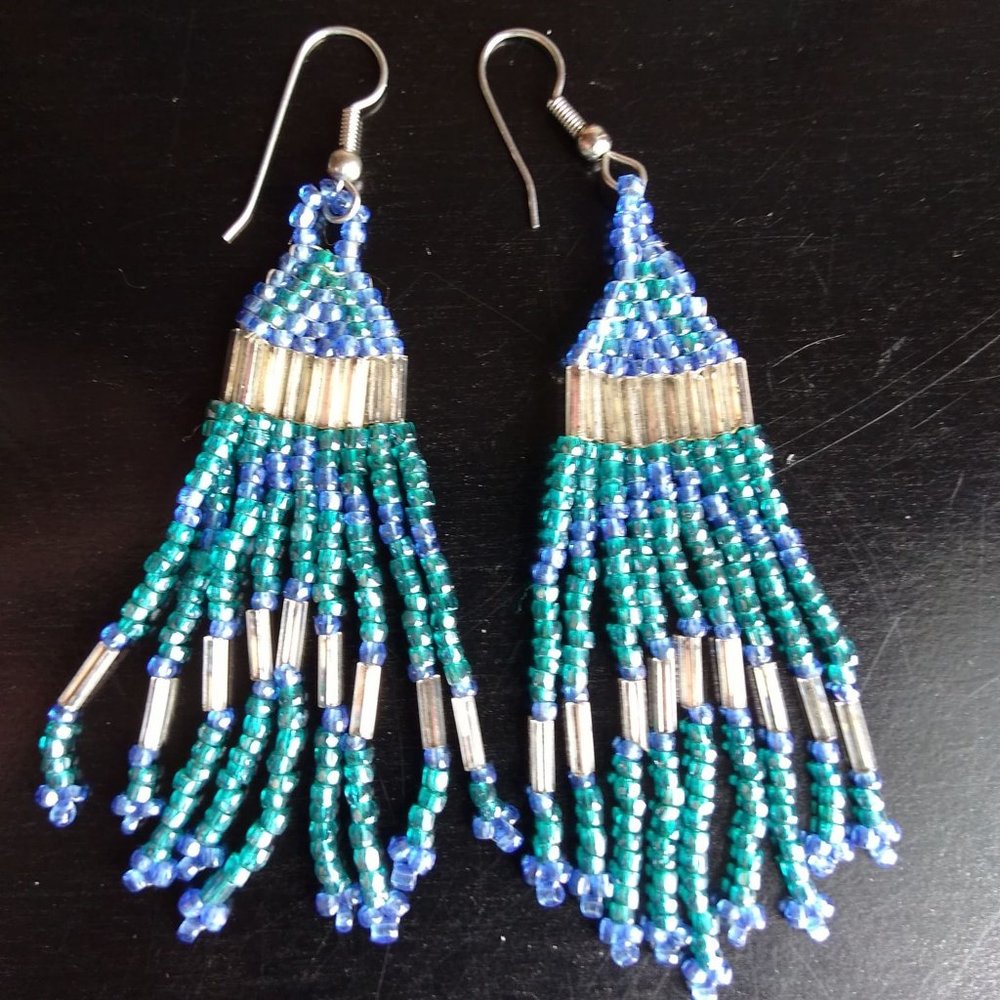 Seed Bead Fringe Earrings